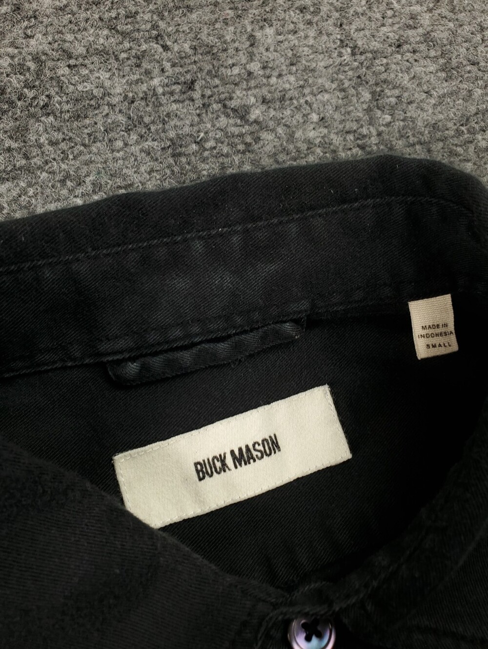 Buck Mason Draped Twill One Pocket Shirt Small Black Long Sleeve Button Up Solid - Picture 4 of 10